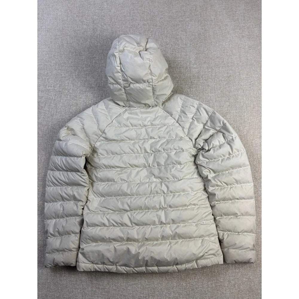 The North Face Girls Puffer Jacket Cream Hooded Quilted Coat Size M 10/12